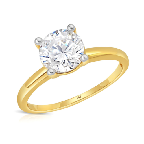 MaxColor 14k gold 2 carat round cubic zirconia solitaire engagement ring