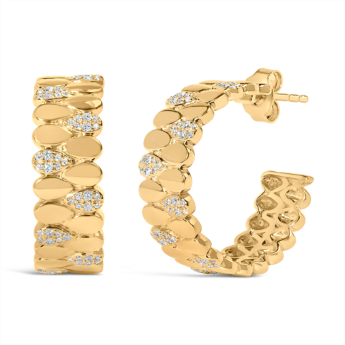 Haus of Brilliance 14k yellow gold plated .925 sterling silver 3/8 cttw diamond pave pear link j hoop earrings