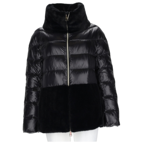 HERNO quilted eco-fur inserts polyamide down coat