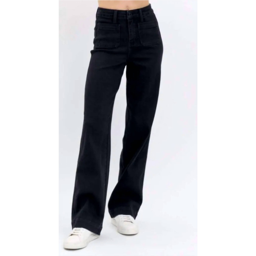 Judy Blue high waist patch pocket straight fit jeans in black