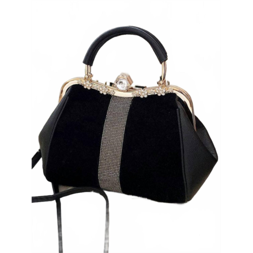 VividLux womens geometric sequined split-joint crossbody handbags in black