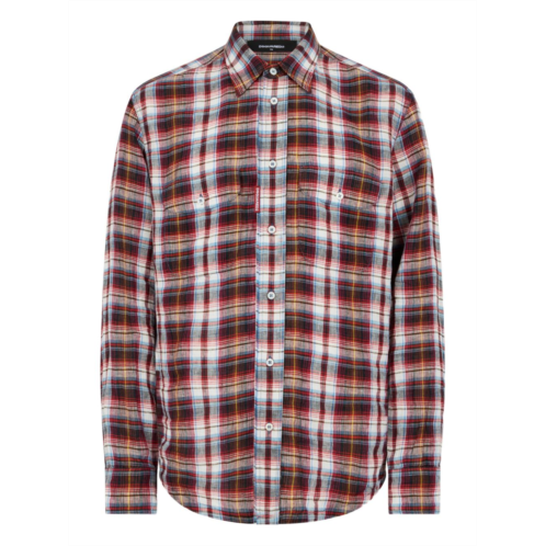 DSQUARED2 red multicolour plaid button-up shirt