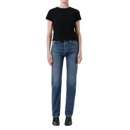 AGOLDE 90s pinch waist high rise straight long jeans in overcast