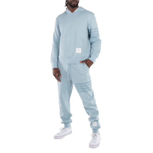 Thom Browne 4 bar double face knit hoodie light blue