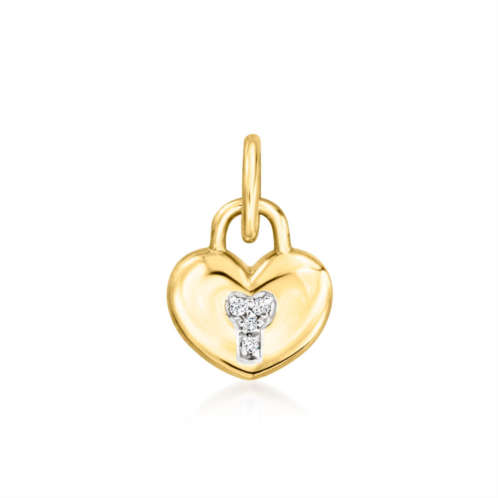 RS Pure by ross-simons diamond heart lock charm in 14kt yellow gold