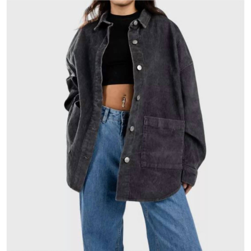 ROXY kick back woven shacket in charcoal