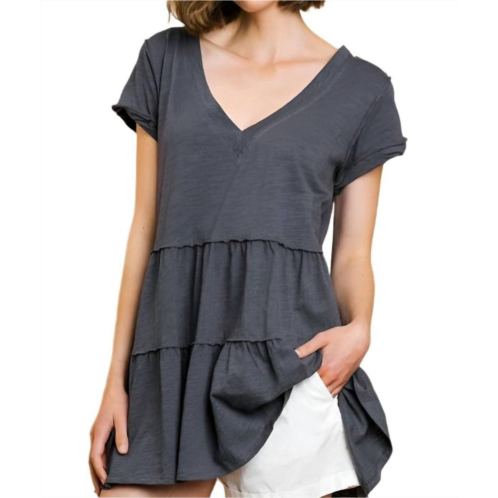 Umgee tiered ruffle tunic in slate