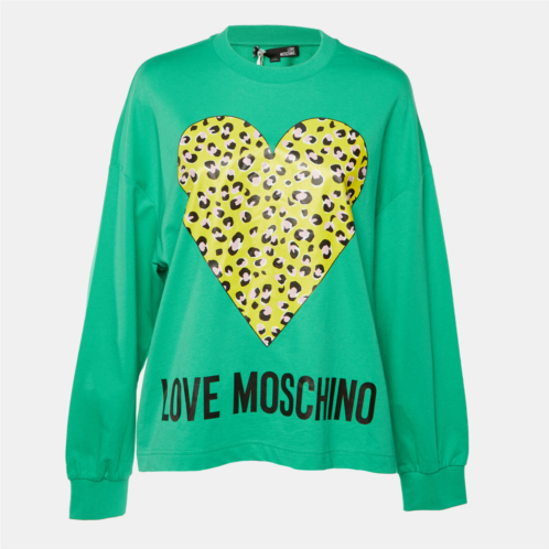 Love Moschino green logo print oversized sweatshirt