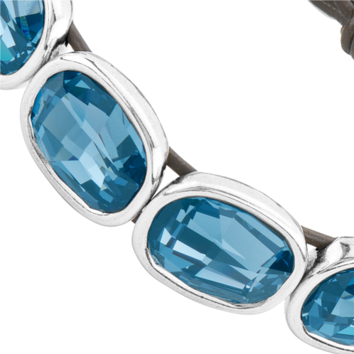 UNOde50 blue crystal double strap bracelet