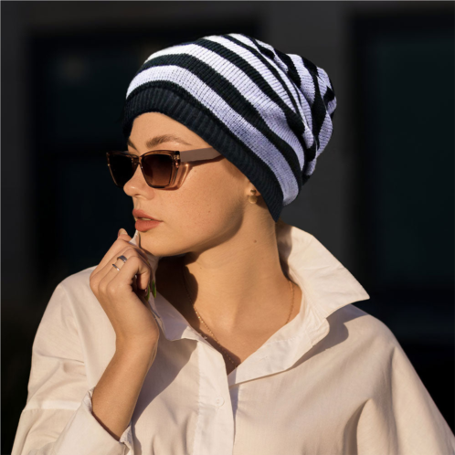 FASHNZFAB striped acrylic open end beanie hat