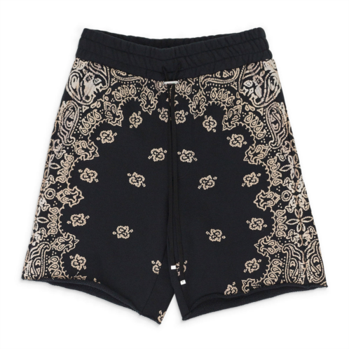 Amiri bandana bleach black beach shorts