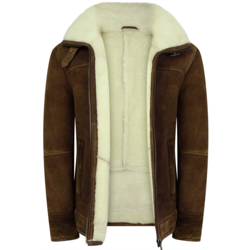 TruClothing sherling sheepskin suede pilot jacket