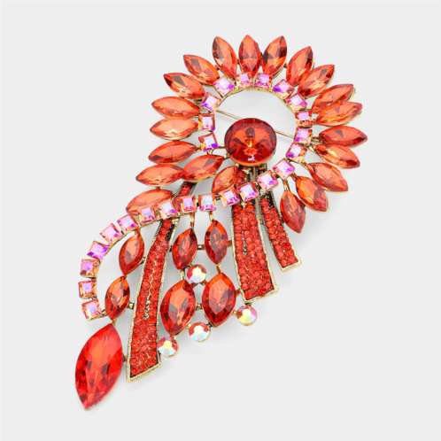 FASHNZFAB marquise stone cluster embellished abstract pin brooch