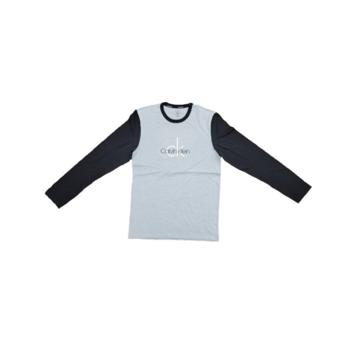 CALVIN KLEIN mens long sleeve sleepwear shirt in grey heather/black