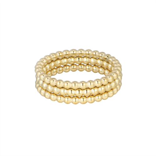 Adornia tarnish resistant 18k gold plated set of three bead rings