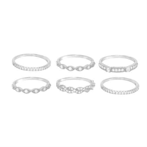 Allyanna Gifts womens 6 band cubic zirconia stackable ring set in silver