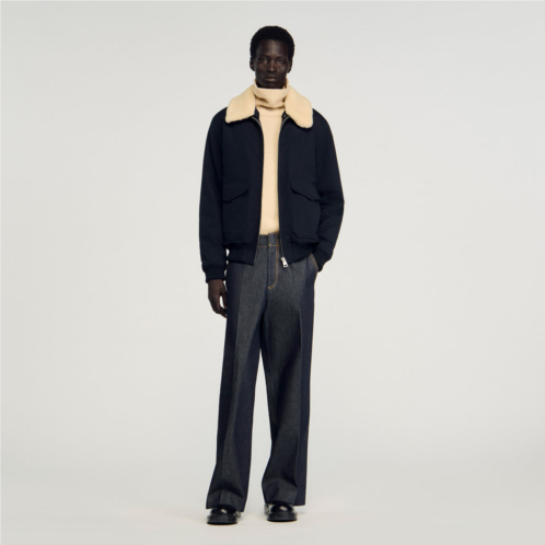 Sandro removable collar aviator jacket