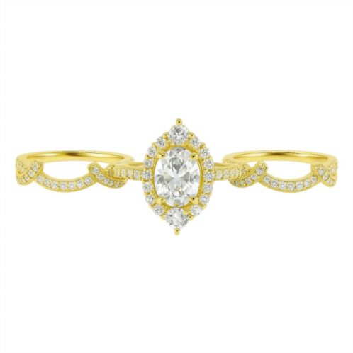 Allyanna Gifts womens oval moissanite ring - 3 piece set in gold