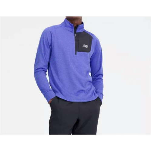 New Balance heat grid half zip top in marine blue heather