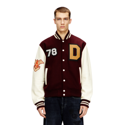 Diesel varsity jacket in wool and leather