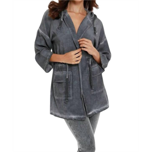 French kyss jennifer hooded long trench coat in charcoal