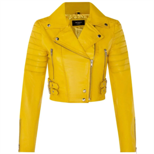 TruClothing real leather short cropped length brando style biker jacket