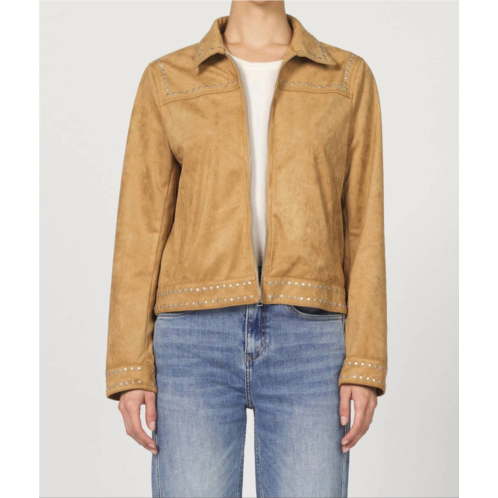 DEAR JOHN DENIM exene zipper front collared jacket in butterscotch