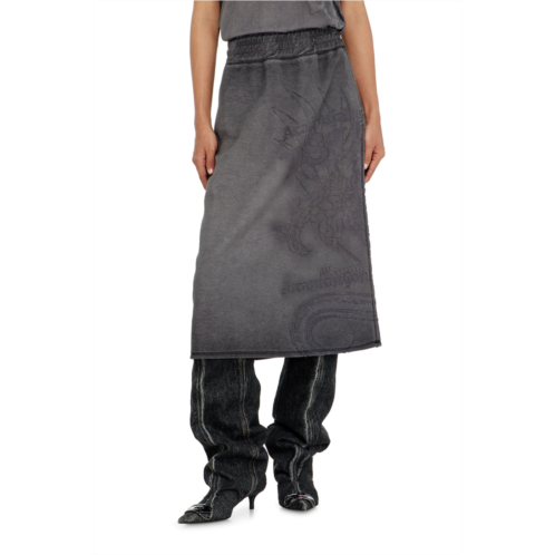 Diesel fleece midi skirt with devore print