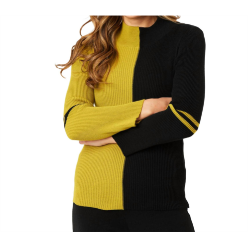 Angel Apparel two tone mock neck sweater in black/mustard