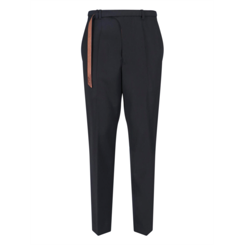 DIESEL black tailored biker belt straight trousers