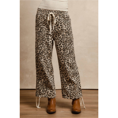 BiBi leopard print drawstring pants in leopard/oatmeal