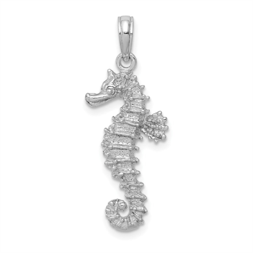 Diamond2Deal 14k white gold polished open-backed seahorse pendant