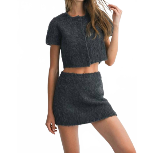 MABLE fuzzy mini skirt in grey