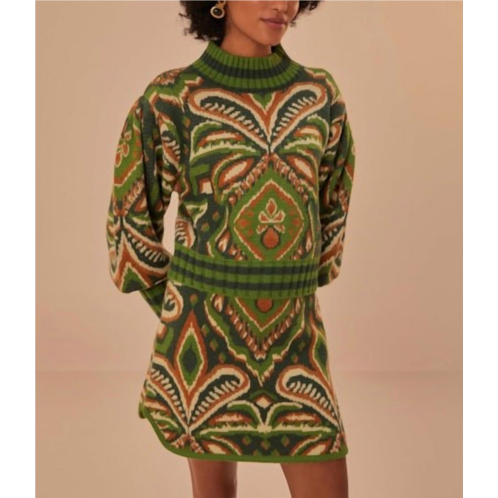 FARM RIO jacquard knit mini skirt in pineapple ikat