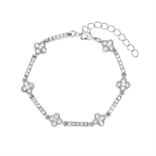 Adornia silver plated crystal clover tennis bracelet