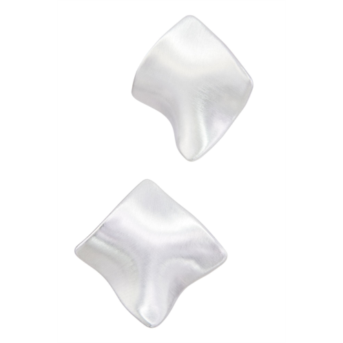 SAVVY CIE JEWELS rhodium plated warped square stud earrings