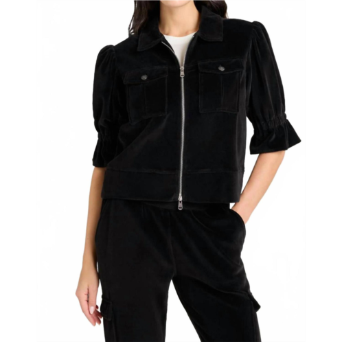 Cinq a sept holly velour jacket in black