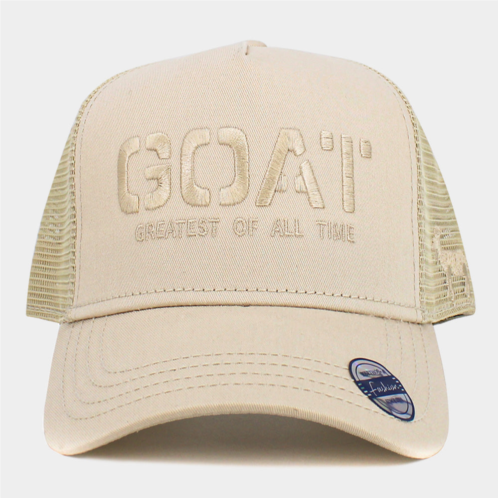 FASHNZFAB goat greatest of all time message embroidered mesh back trucker hat