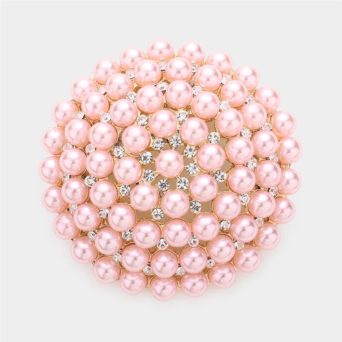 FASHNZFAB pearl cluster round pin brooch