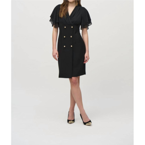 Joseph Ribkoff double-breasted faux wrap dress in black