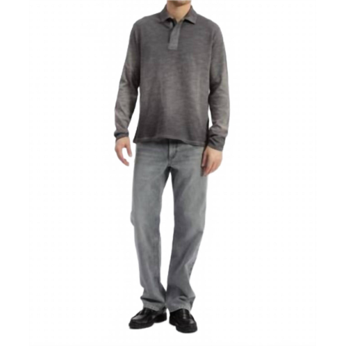 Rag & Bone washed flame long sleeve rugby polo in grey