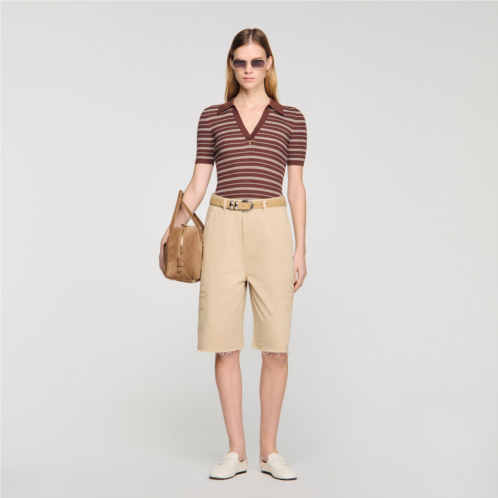Sandro striped v-neck polo sweater