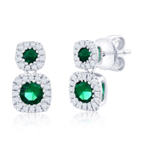 Simona sterling silver lab-grown emerald and natural diamond earrings - 0.50ct