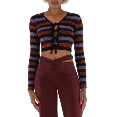 Ganni ladies multicolour striped crop cardigan size x-small