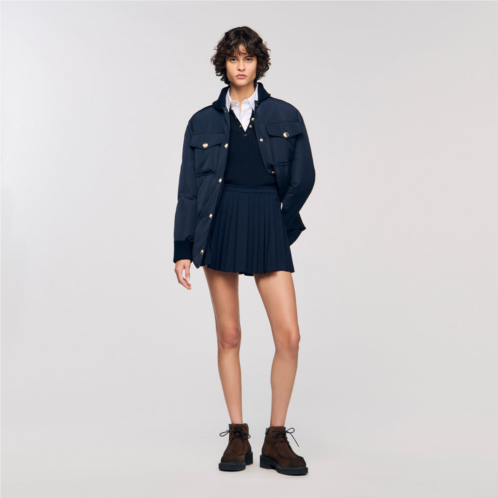 Sandro buckle accent pleated skort