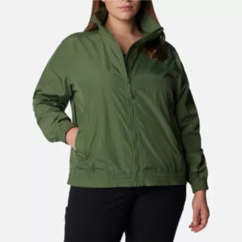 Columbia time is right jacket womens plus green full zip windbreaker fts462