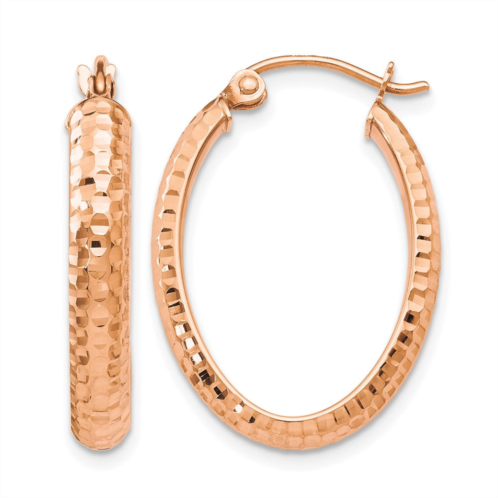 Diamond2Deal 10k rose gold oval shape hinged hoop earrings