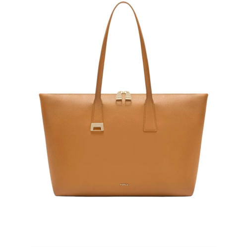 FURLA olivia l tote structured brown leather tote