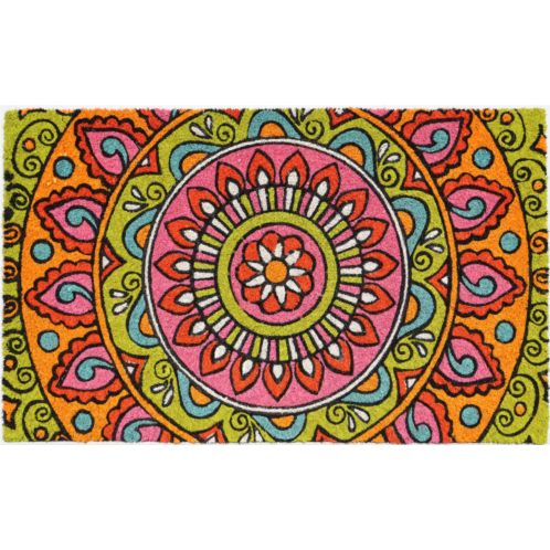 Imports Decor mandala coir door mat colorful boho pattern coconut fiber doormat with non-slip pvc backing decorative indoor outdoor entryway rug