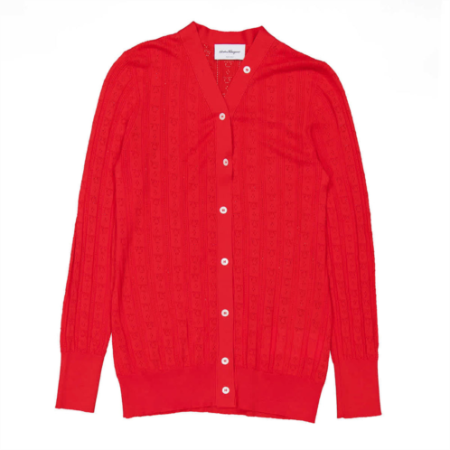 Salvatore Ferragamo Ferragamo gancini a-jour wool cardigan